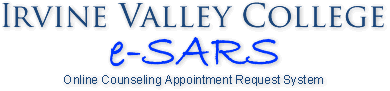 Irvine Valley College online counseling appointment reservation system